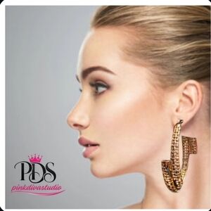 Gold-tone Textured Hoop Earrings Bold Geometric Accent